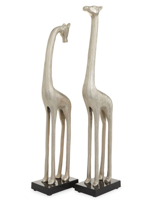 The Novogratz Set Of 2 Silvertone Giraffe Sculpture